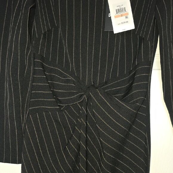 DKNY legant Black Striped Dress NEW - Picture 4 of 10